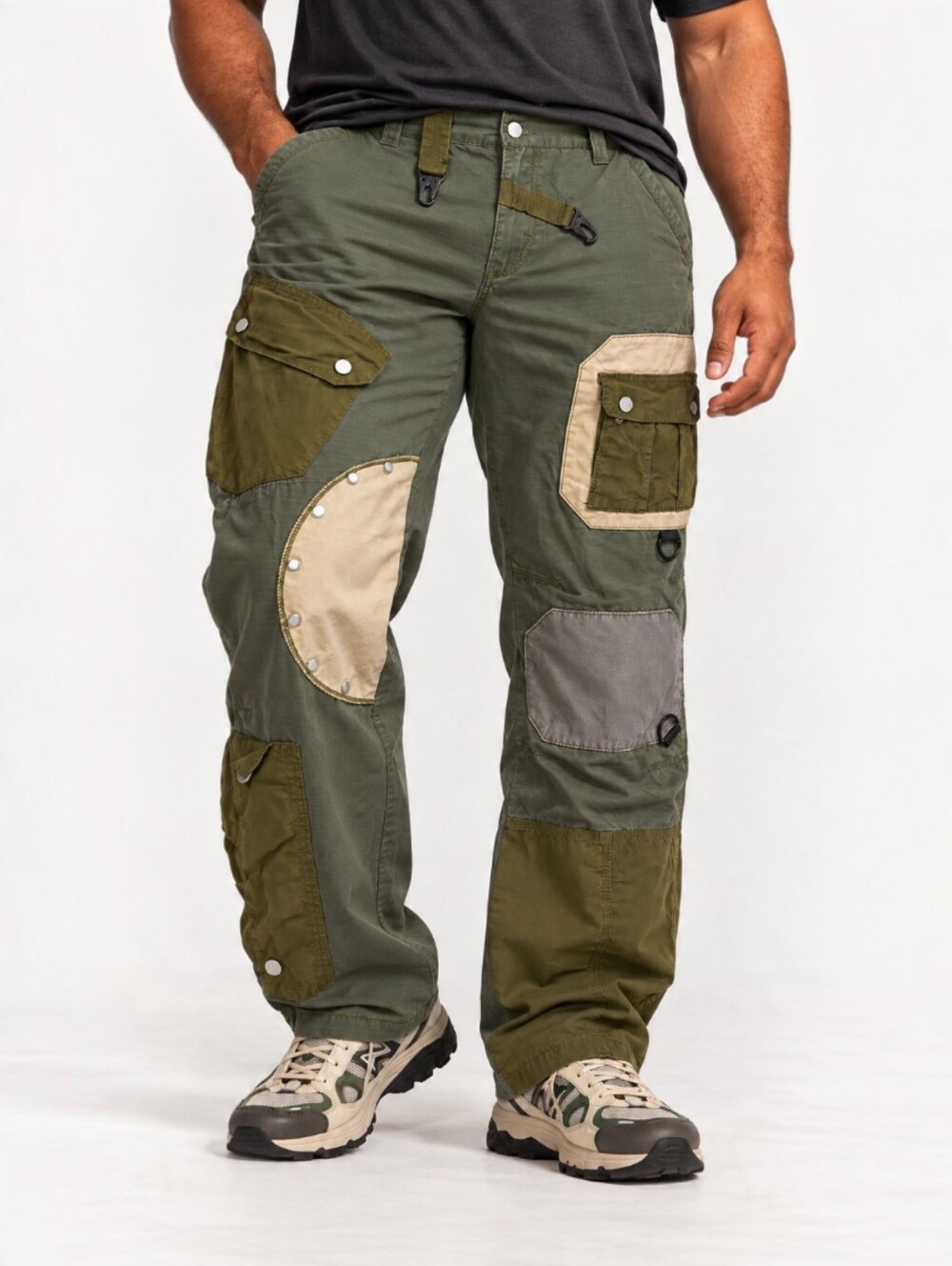 Kody Phillips x MNML LA Olive Patchwork Ripstop Cargo Pants 38x32 Utility